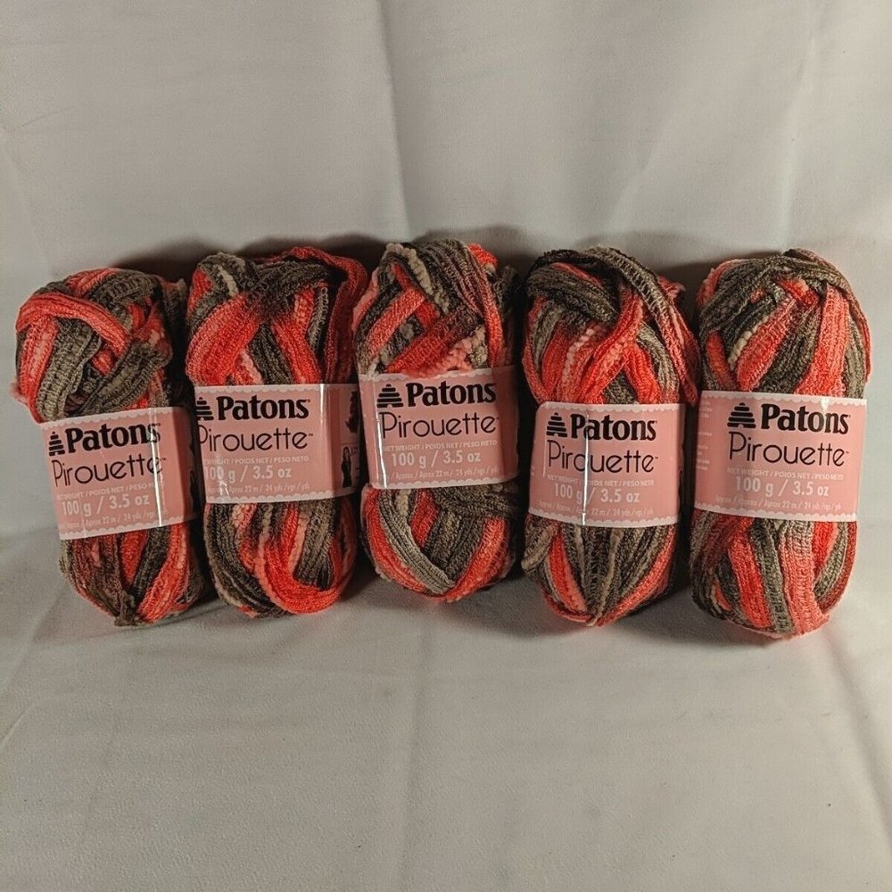 Patons Pirouette Harvest Red Pack of 5 - 100g - 3.5oz - Yarn - 82705 Pink Brown